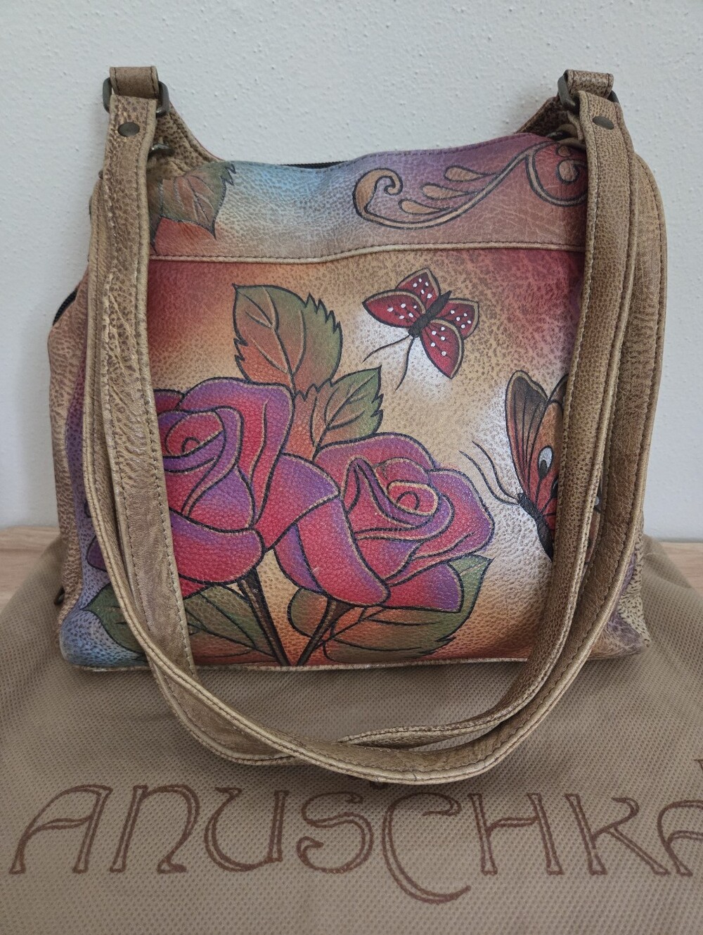 Anuschka Rose Butterfly Print Handbag - Picture 2 of 13